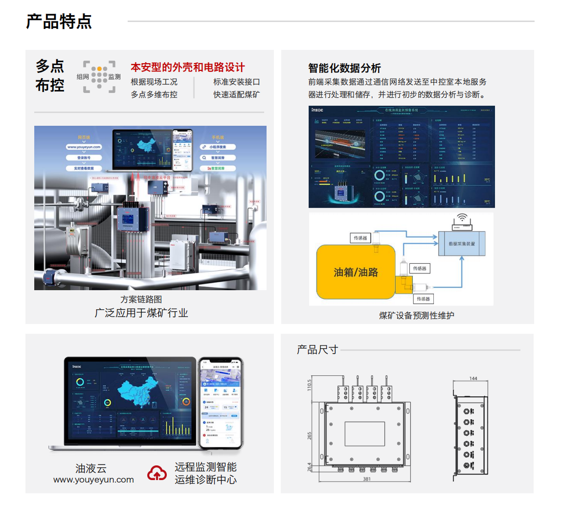 YHC12系列矿用本安型传感器数据采集终端 产品特点