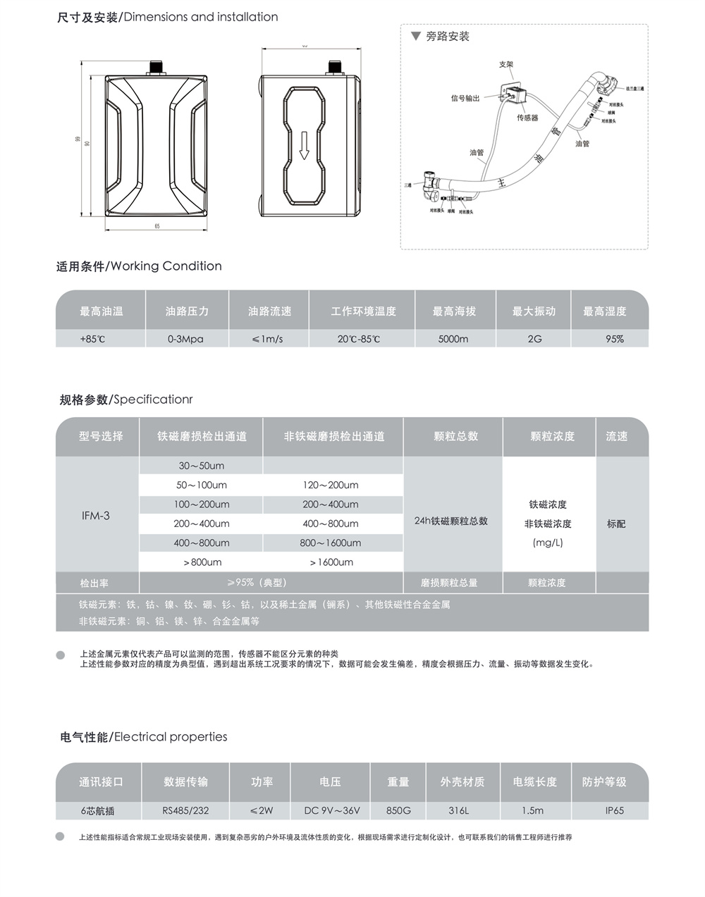 IFM-3润滑油金属磨粒传感器