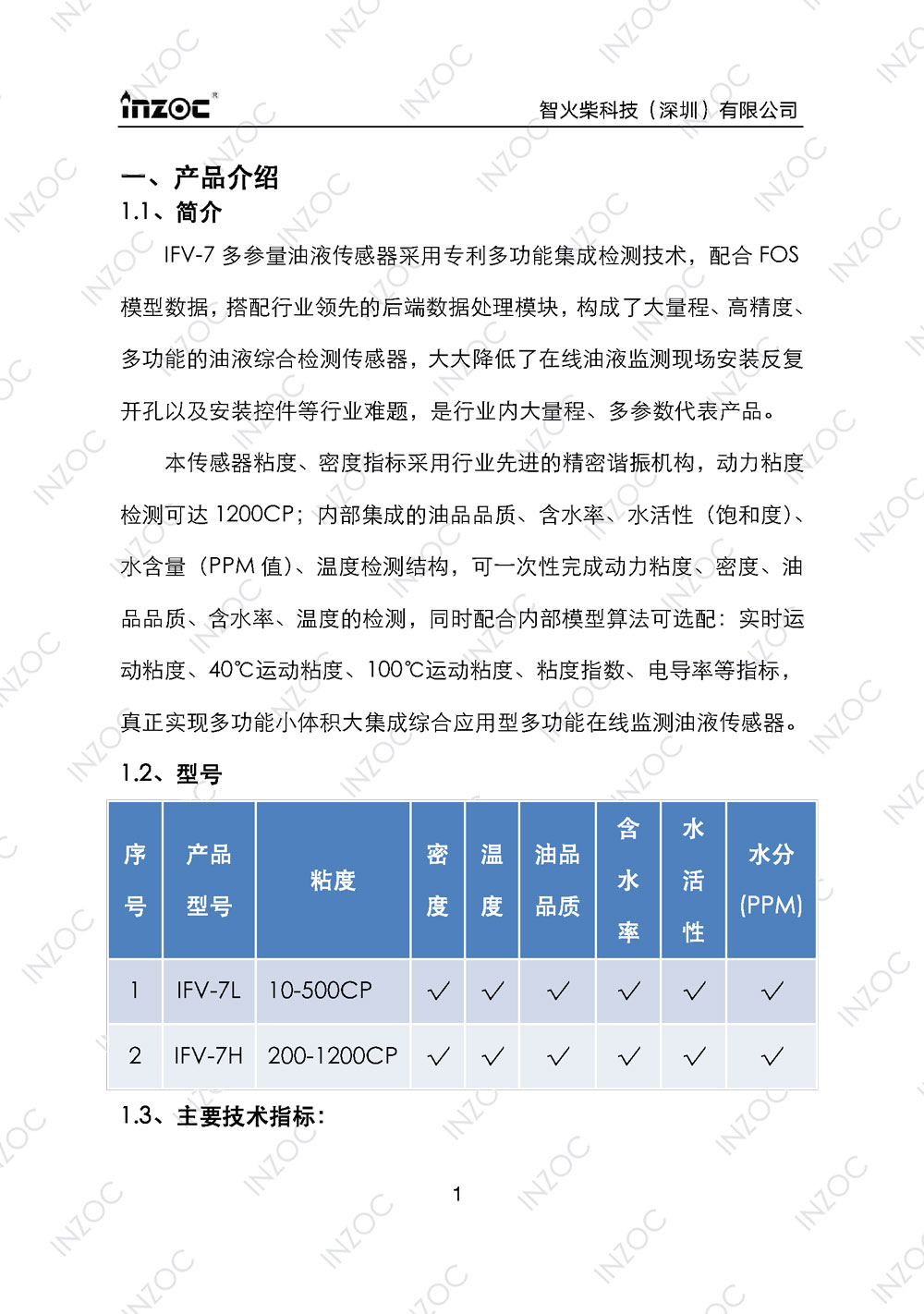 七合一多参量油液传感器IFV-7
