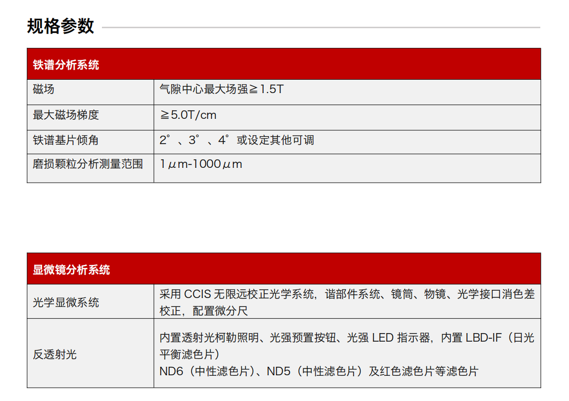ITF润滑油铁谱分析系统 规格参数