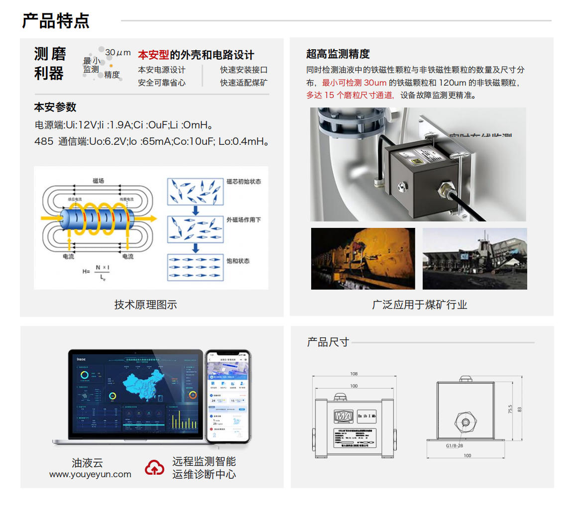 GYK12系列矿用本安型油液金属磨损颗粒传感器 产品特点